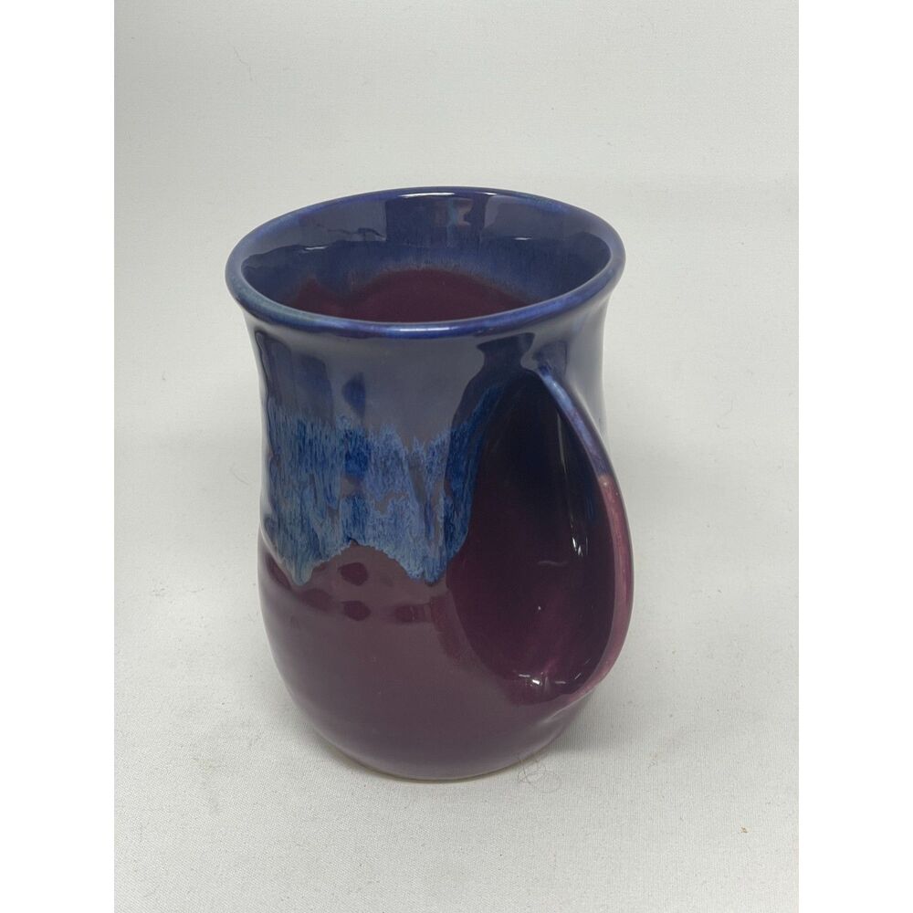 Neher Pottery Hand Warmer Coffee Cup Right Hand Handmade Signed Brown/Blue 2023. - Picture 6 of 8